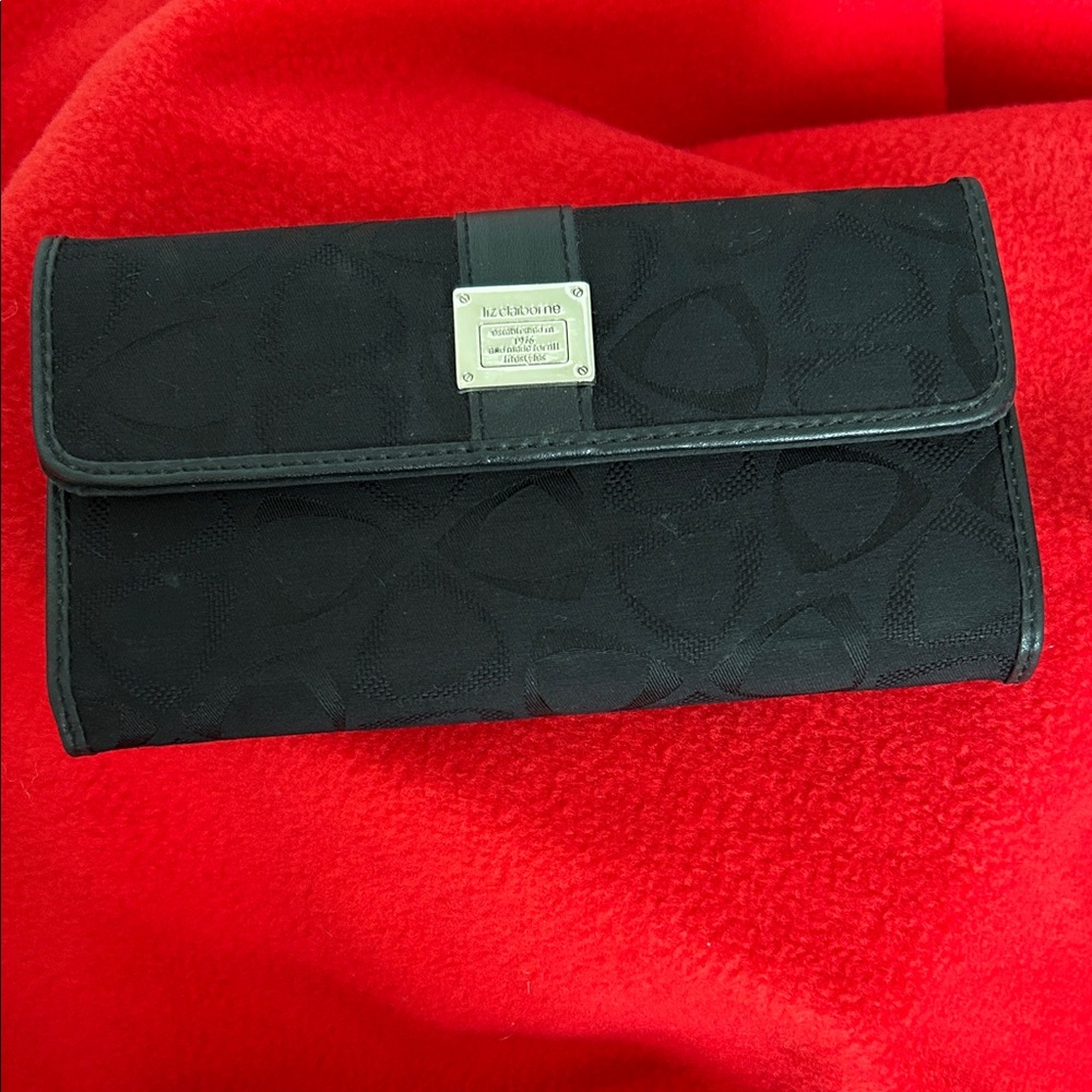 Liz Claiborne Black Wallet with Silver Accent